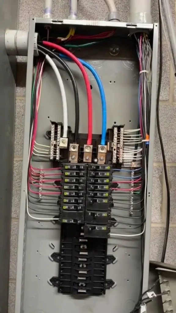 Electrician installing wiring for commercial tenant improvement in Oceanside CA